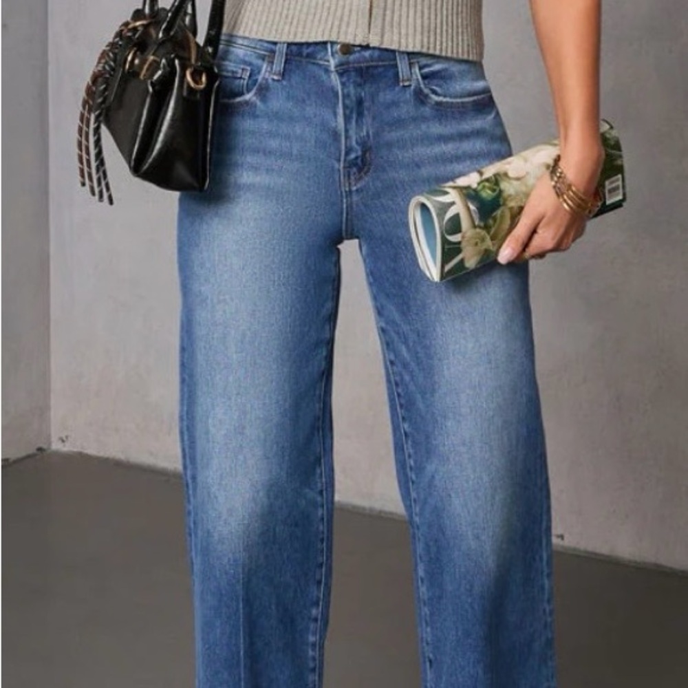 Flying Monkey High-Rise Wide Leg Jeans in Blue Wash